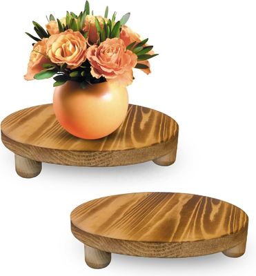 Einfache Holzkiste 2 Packung Holz Riser Pflanze Hocker Display Rack Runder Topf Blume Sockel Retro Pflanze
