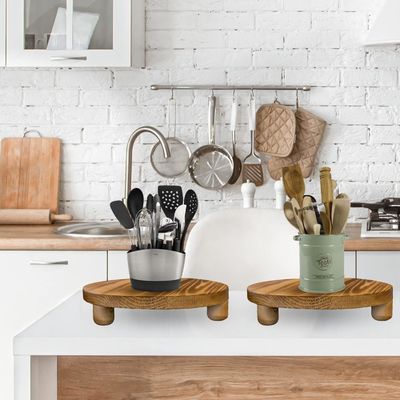 Einfache Holzkiste 2 Packung Holz Riser Pflanze Hocker Display Rack Runder Topf Blume Sockel Retro Pflanze