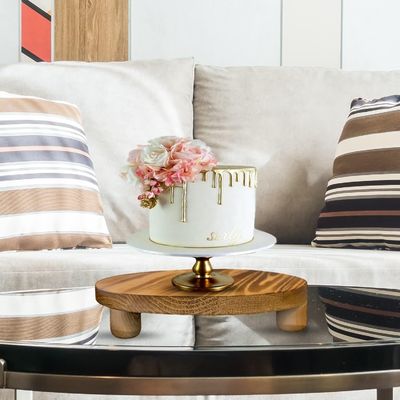 Einfache Holzkiste 2 Packung Holz Riser Pflanze Hocker Display Rack Runder Topf Blume Sockel Retro Pflanze