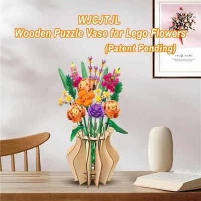 Anlass Jubiläum Holz Puzzle Blumenvase für Lego Blumenstrauß Gebäudeset