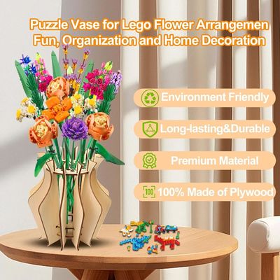 Anlass Jubiläum Holz Puzzle Blumenvase für Lego Blumenstrauß Gebäudeset