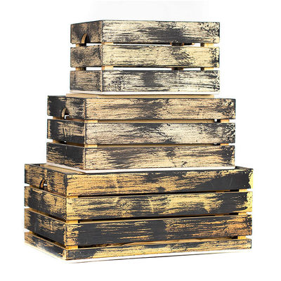Set aus 3 kleinen Mini-Holz-Lagerkästen mit Griffe