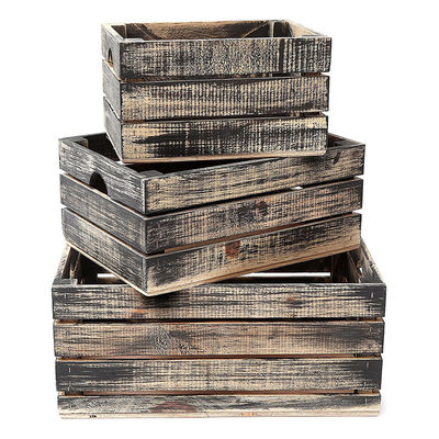 Set aus 3 kleinen Mini-Holz-Lagerkästen mit Griffe