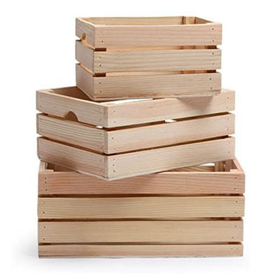 Set aus 3 kleinen Mini-Holz-Lagerkästen mit Griffe