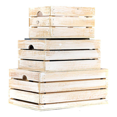 Set aus 3 kleinen Mini-Holz-Lagerkästen mit Griffe