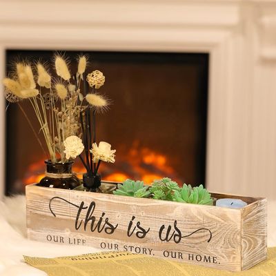 Holzrechteckige Pflanzenbox für rustikale Mittelstücke