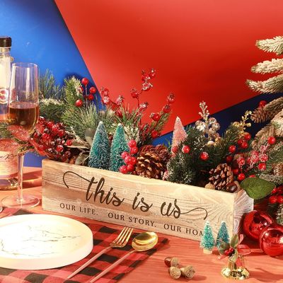 Holzrechteckige Pflanzenbox für rustikale Mittelstücke