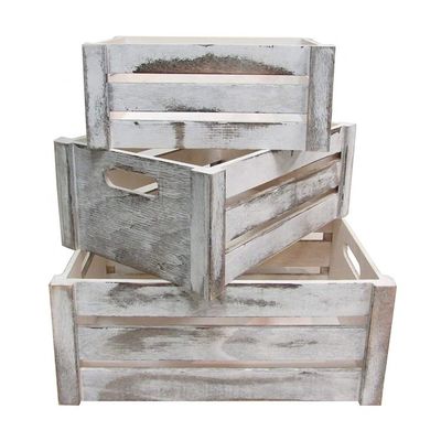 Set aus 3 Holzkisten mit Seilgriffe