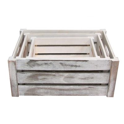 Set aus 3 Holzkisten mit Seilgriffe