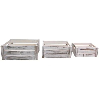 Set aus 3 Holzkisten mit Seilgriffe