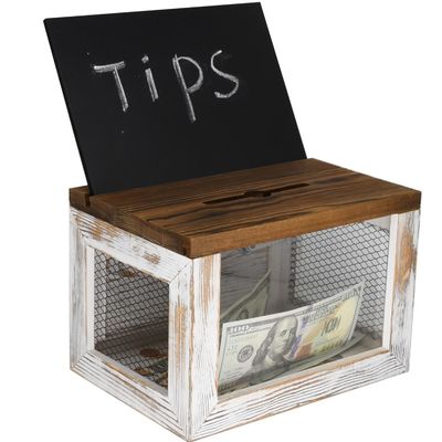 Drahtgitter-Design Acrylplatte Kiefernholz Stimmzettel Spenden Sammlerbox für Geschirr