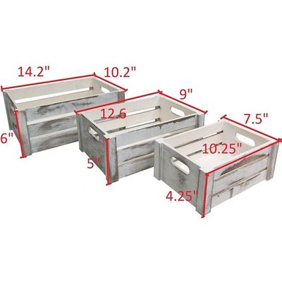 Set aus 3 Holzkisten mit Seilgriffe