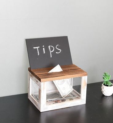 Drahtgitter-Design Acrylplatte Kiefernholz Stimmzettel Spenden Sammlerbox für Geschirr