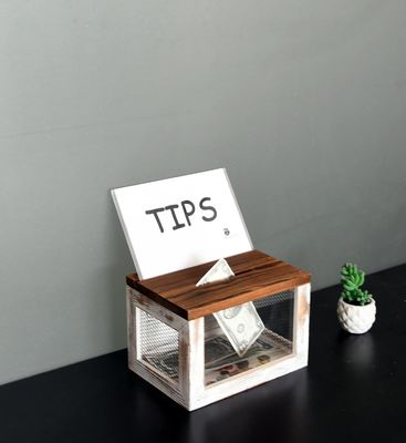 Drahtgitter-Design Acrylplatte Kiefernholz Stimmzettel Spenden Sammlerbox für Geschirr