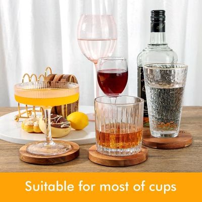 Druck 9cm Rundbar für Heimgetränke Holz-Bamboo-Coaster mit Halter