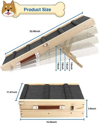 Holzklappbare tragbare Rampen für Haustiere Holzhundschritt für das Bett Kiefer Holzverstellbare Rampen für Hunde