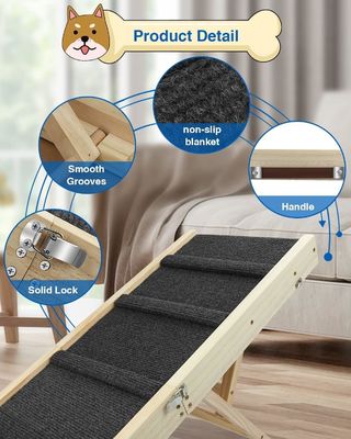 Holzklappbare tragbare Rampen für Haustiere Holzhundschritt für das Bett Kiefer Holzverstellbare Rampen für Hunde