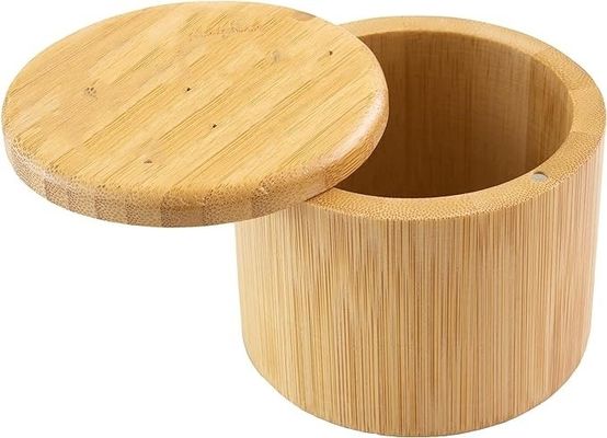 Multifunktionale Bambus-Salzkeller-Lagerbox mit Magnetdeckel Handgefertigt 6 Unzen Kapazität