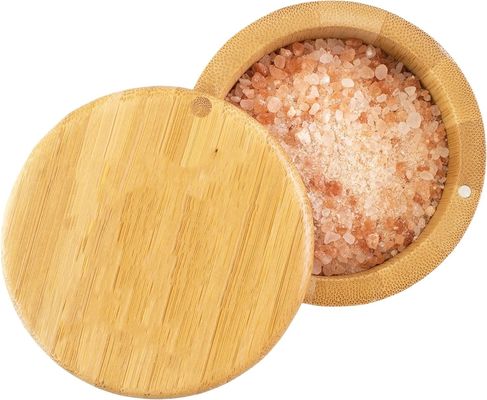 Multifunktionale Bambus-Salzkeller-Lagerbox mit Magnetdeckel Handgefertigt 6 Unzen Kapazität