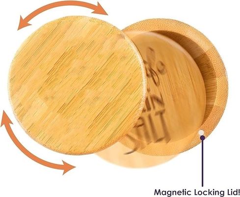 Multifunktionale Bambus-Salzkeller-Lagerbox mit Magnetdeckel Handgefertigt 6 Unzen Kapazität