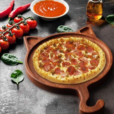 7'8'10' Unregelmäßiger Holz-Rund-Katzen-Display-Teller Handgefertigt Massivholz-Pizza-Teller
