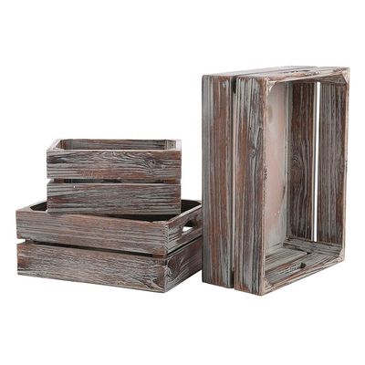 Europa Regionalmerkmal Home Deco Unfertiges Massiv Kiefernholzkisten 3-Pack für Wein