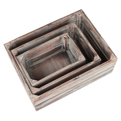 Europa Regionalmerkmal Home Deco Unfertiges Massiv Kiefernholzkisten 3-Pack für Wein