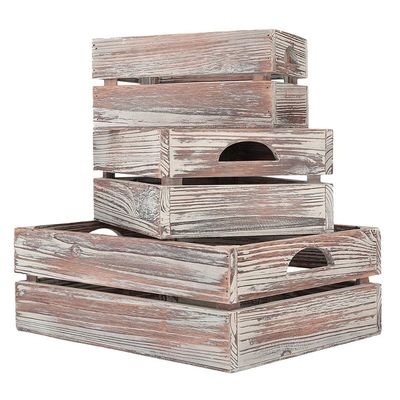 Europa Regionalmerkmal Home Deco Unfertiges Massiv Kiefernholzkisten 3-Pack für Wein
