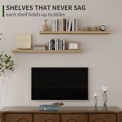 48-Zoll-Wandregal Set von 2 rustikalem Holzregal für Wandlager im Badezimmer Display