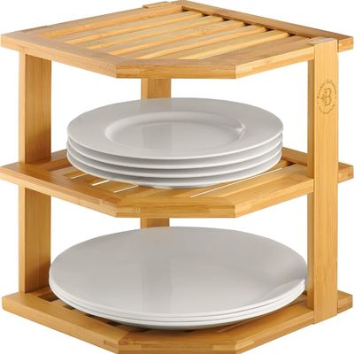 Holz-Küchenplattenregal-Organisator für Schränke Platz sparen Holz-Eck-Organisator