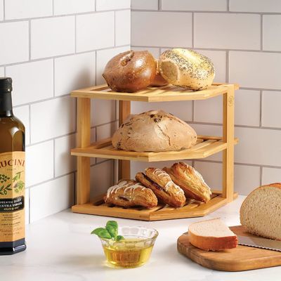 Holz-Küchenplattenregal-Organisator für Schränke Platz sparen Holz-Eck-Organisator