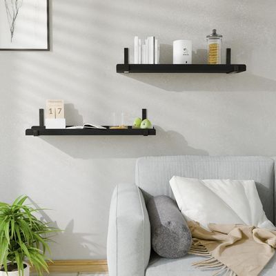 Wandmontiertes multifunktionales Holzregal mit Metallhalter Set aus 2 Bildkanten