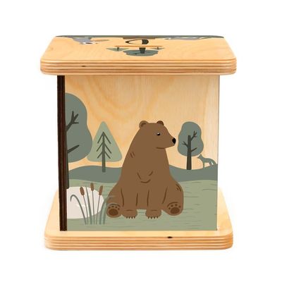 Holz-Schweinchenbank in einfacher Farbe mit anpassbarem Waldtier-Design