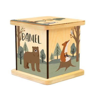 Holz-Schweinchenbank in einfacher Farbe mit anpassbarem Waldtier-Design