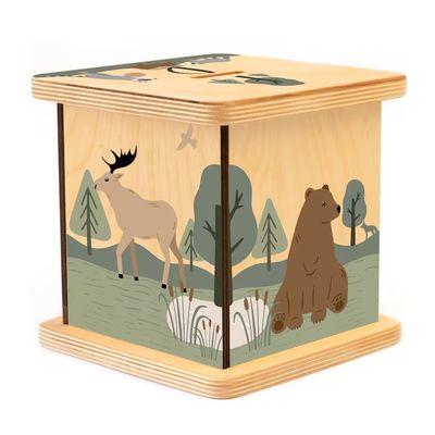 Holz-Schweinchenbank in einfacher Farbe mit anpassbarem Waldtier-Design