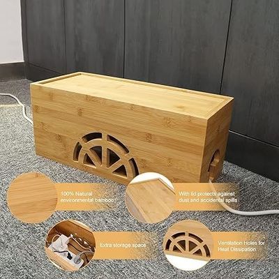 Holzmagnetische Groß-Kleine Bambuskabel-Organisator-Kabel-Management-Box für Zuhause