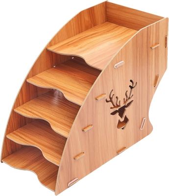 Holz-Desktop-Papier-Datei-Speicher-Rack 5-Schicht-Spielableger für Massivholz-Rechnung Banknote