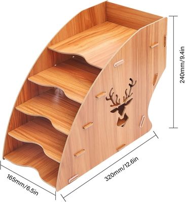 Holz-Desktop-Papier-Datei-Speicher-Rack 5-Schicht-Spielableger für Massivholz-Rechnung Banknote