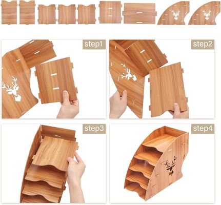 Holz-Desktop-Papier-Datei-Speicher-Rack 5-Schicht-Spielableger für Massivholz-Rechnung Banknote