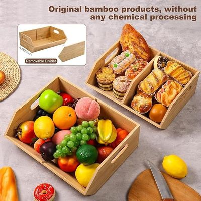 Umweltschutz 2 Set Bambus-Lagerbehälter Organisatoren für Küchen-Schreibtisch-Organisation