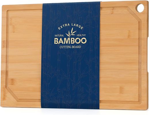 18x12 Zoll Bio-Bamboo Vor-öligte Schneidebrett mit Saft-Rohr Extra-große Größe