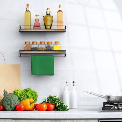 Modernes Set aus 2 rustikalem Schwimmblatt Wandmontiertes Schlafzimmer mit Holzdesign