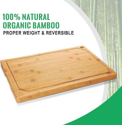 18x12 Zoll Bio-Bamboo Vor-öligte Schneidebrett mit Saft-Rohr Extra-große Größe