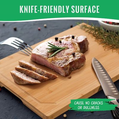 18x12 Zoll Bio-Bamboo Vor-öligte Schneidebrett mit Saft-Rohr Extra-große Größe