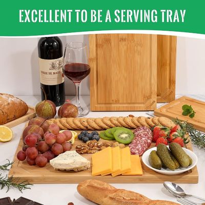 18x12 Zoll Bio-Bamboo Vor-öligte Schneidebrett mit Saft-Rohr Extra-große Größe