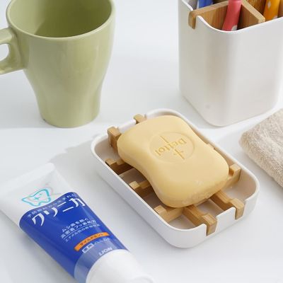 Weißer Bambus Seifehalter Selbstentwässerung für Haus Dusche und Badezimmer Umweltfreundlich