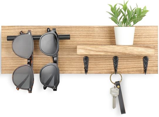Multifunktionsschlüsselfänger aus Holz mit Regal und Haken