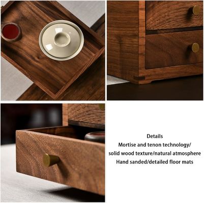 Seidenschirm-gedruckte Holz-Schreibtisch-Lagerbox mit Doppelschicht-Schubladen und mehr