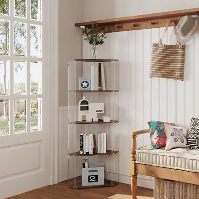 Mehrzweckbuchregal mit Acryl- und Holz-Eckregalen