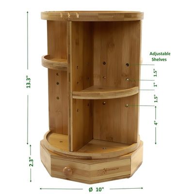 202407 Verstellbare Regale und Schubladen Bambus Dreh- und Schmink-Organisator Haushaltsgegenstände